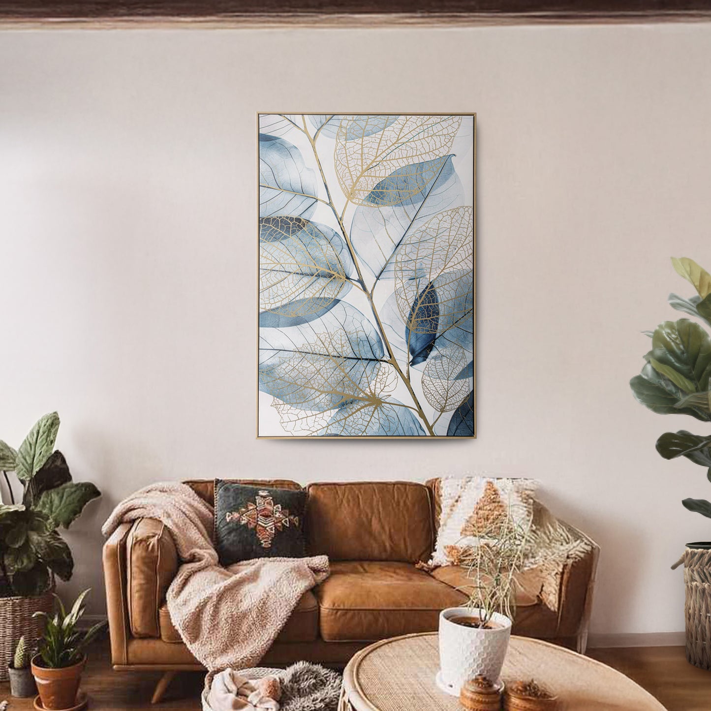 Urban Style Brushmarks Foiled Canvas Watercolour Leaves