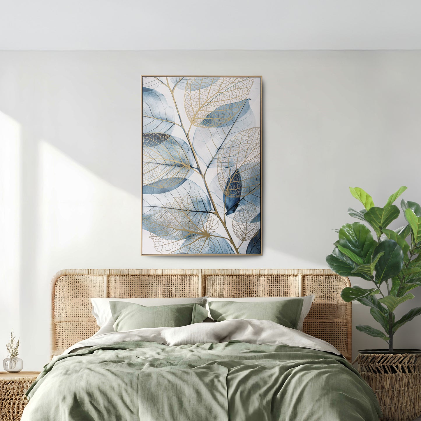 Urban Style Brushmarks Foiled Canvas Watercolour Leaves