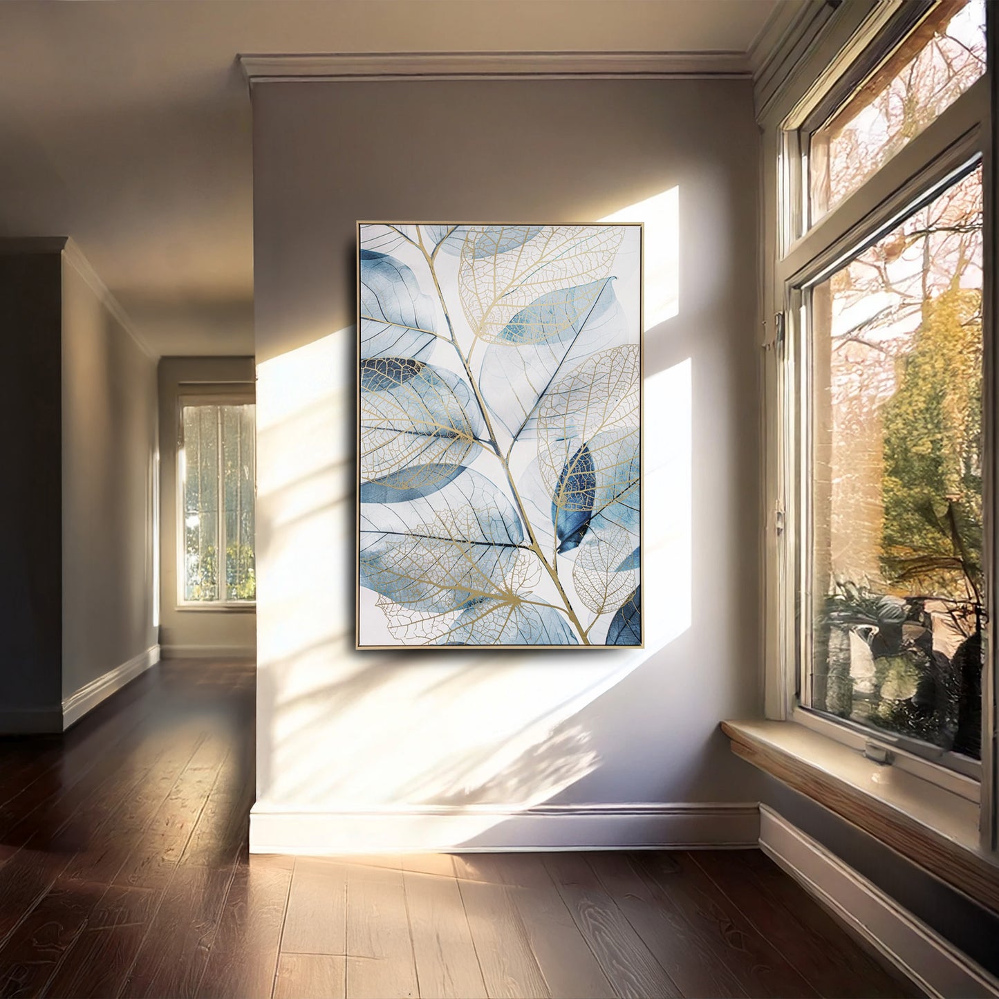 Urban Style Brushmarks Foiled Canvas Watercolour Leaves