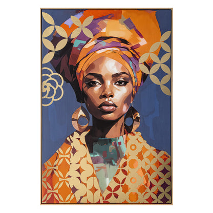 Urban Style Brushmarks Foiled Canvas African Woman Blue