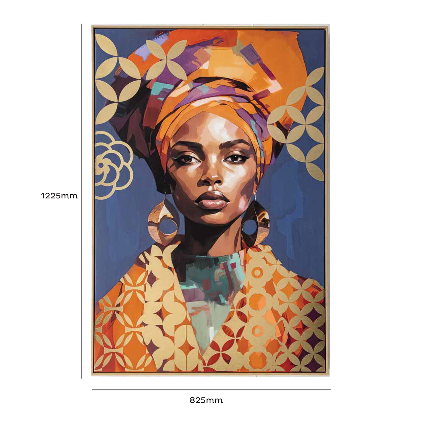 Urban Style Brushmarks Foiled Canvas African Woman Blue