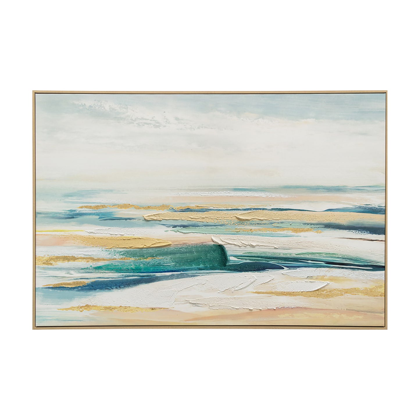 Urban Style Brushmarks Embellished Canvas Abstract Coastal