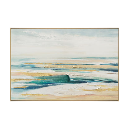 Urban Style Brushmarks Embellished Canvas Abstract Coastal