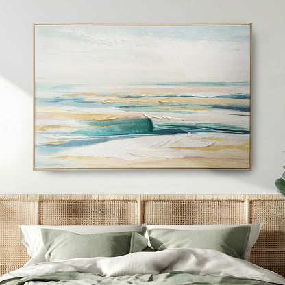 Urban Style Brushmarks Embellished Canvas Abstract Coastal