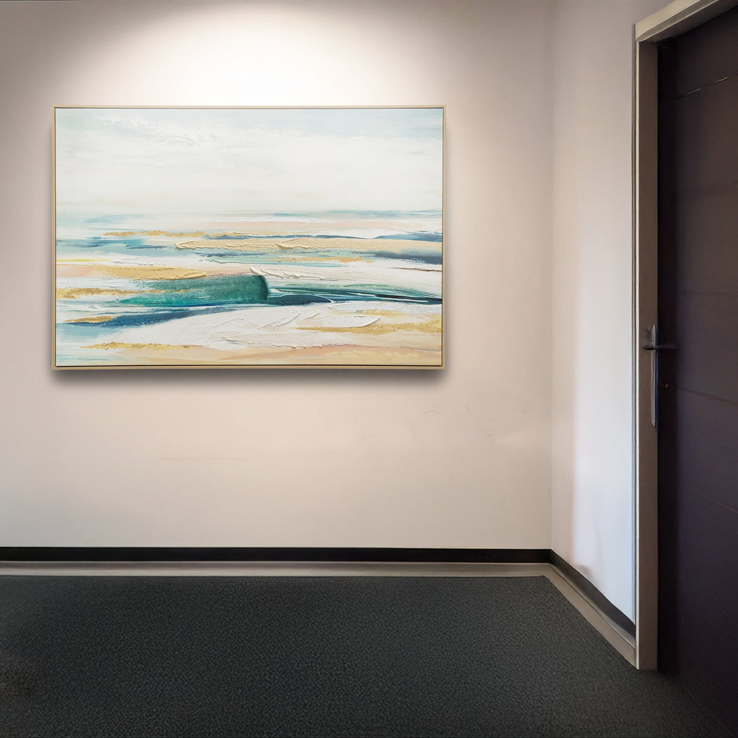 Urban Style Brushmarks Embellished Canvas Abstract Coastal