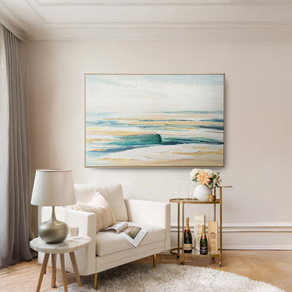 Urban Style Brushmarks Embellished Canvas Abstract Coastal