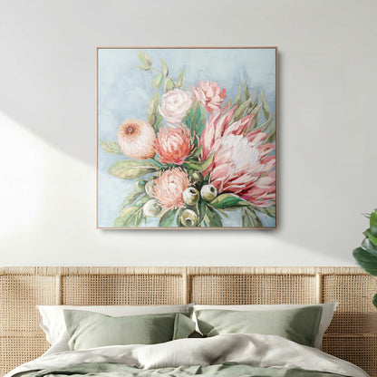 Urban Style Brushmarks Embellished Canvas Protea Blue