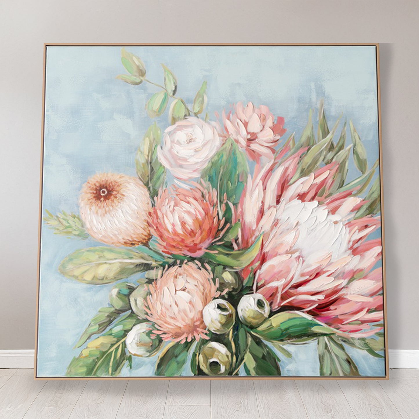 Urban Style Brushmarks Embellished Canvas Protea Blue