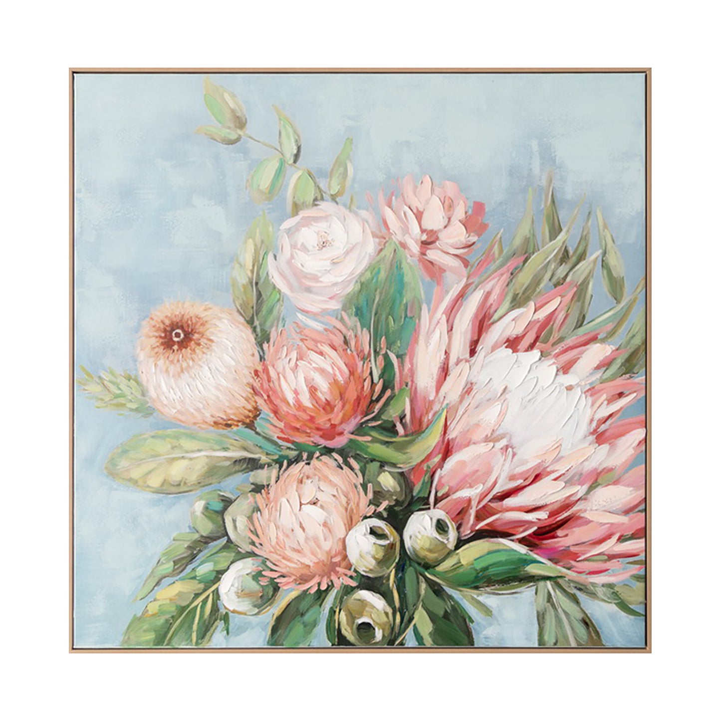 Urban Style Brushmarks Embellished Canvas Protea Blue