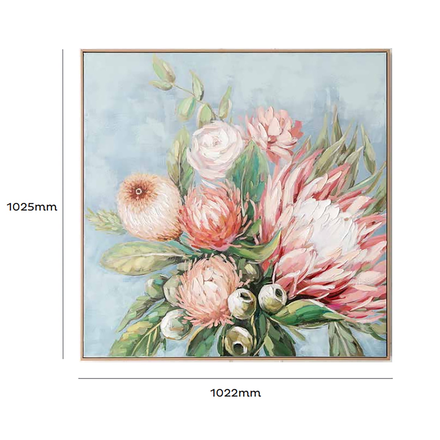 Urban Style Brushmarks Embellished Canvas Protea Blue