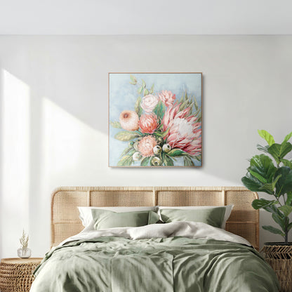 Urban Style Brushmarks Embellished Canvas Protea Blue