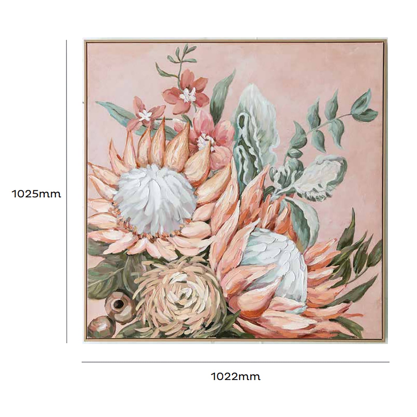 Urban Style Brushmarks Embellished Canvas Protea Pink