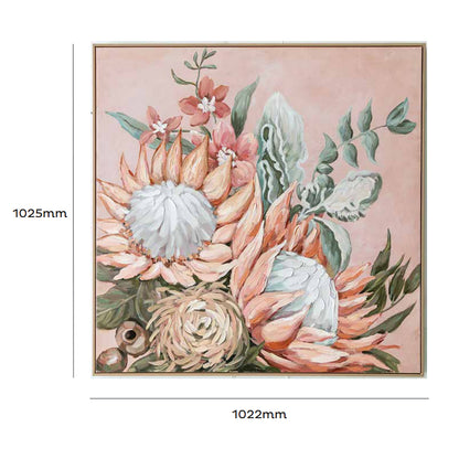 Urban Style Brushmarks Embellished Canvas Protea Pink