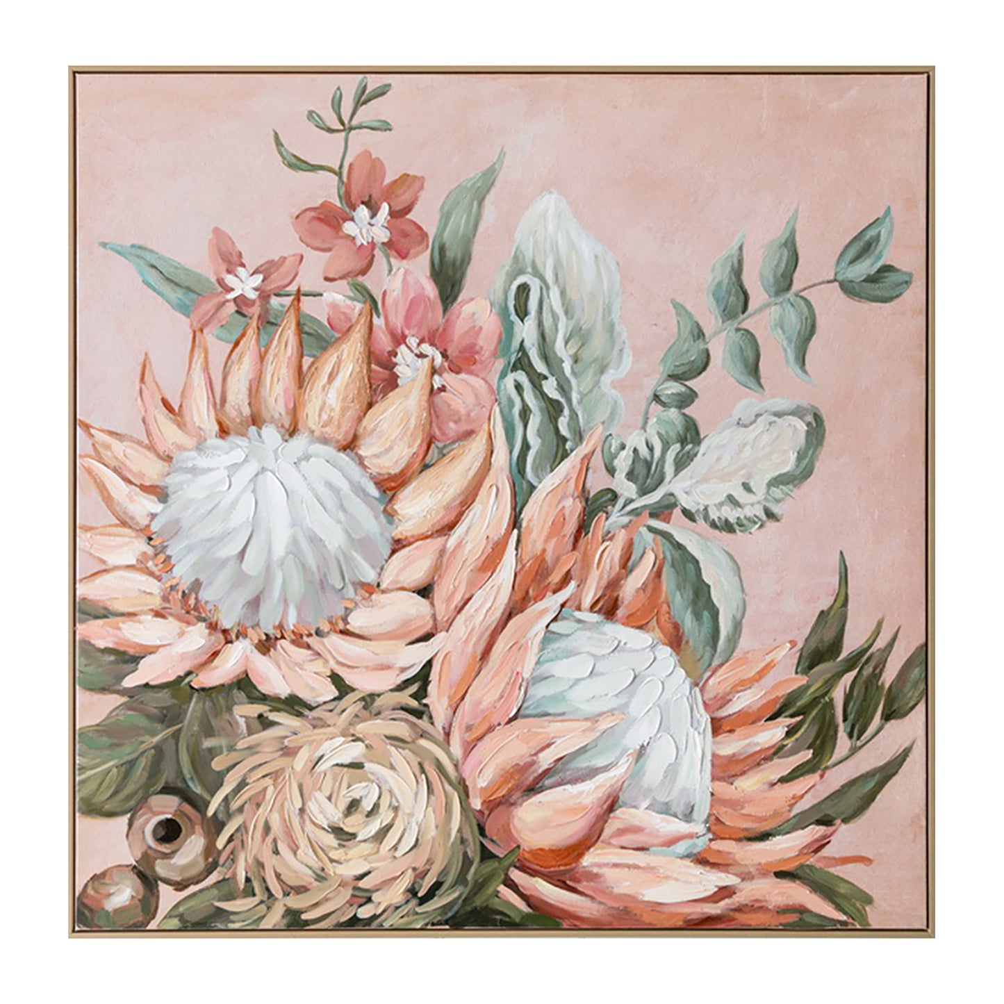 Urban Style Brushmarks Embellished Canvas Protea Pink