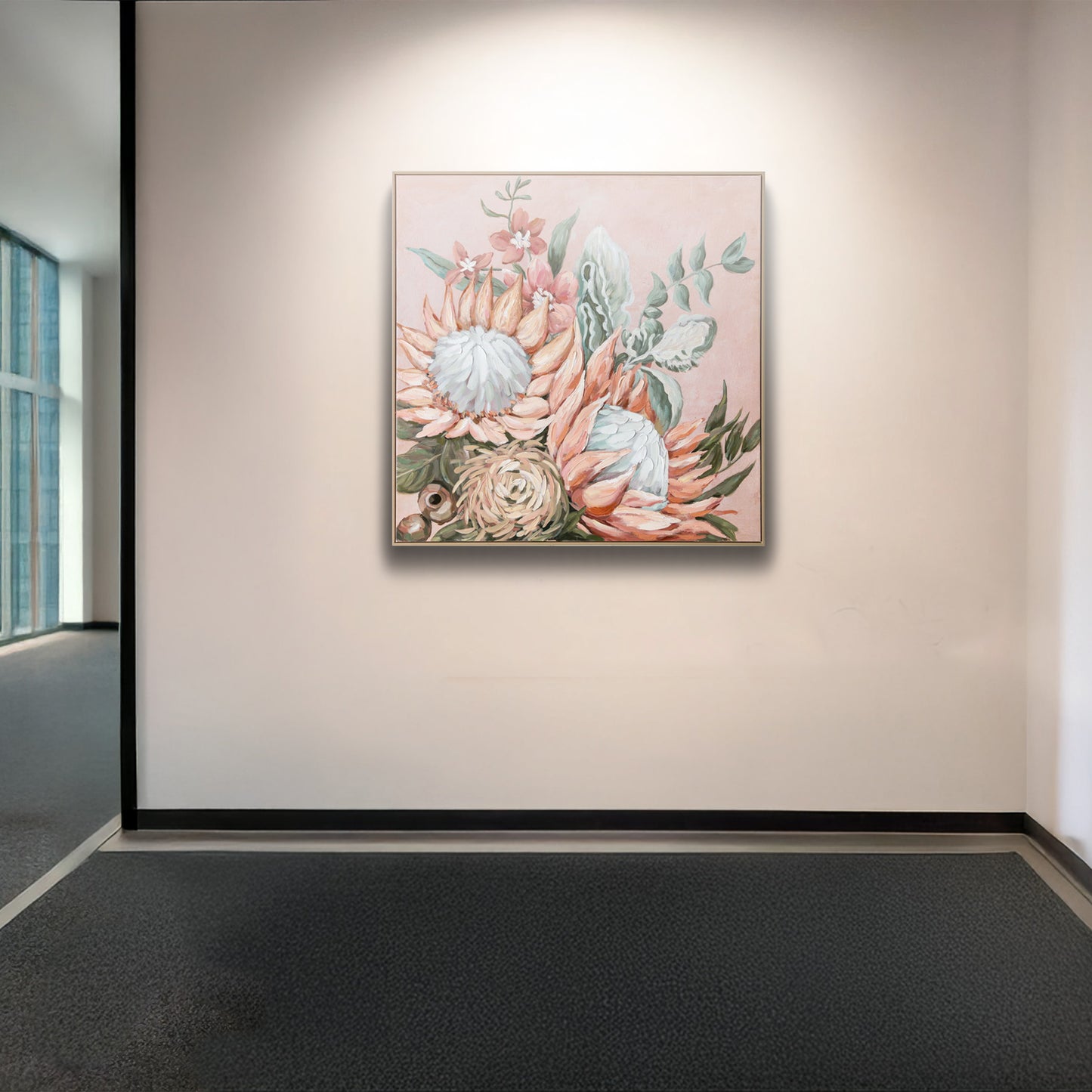 Urban Style Brushmarks Embellished Canvas Protea Pink