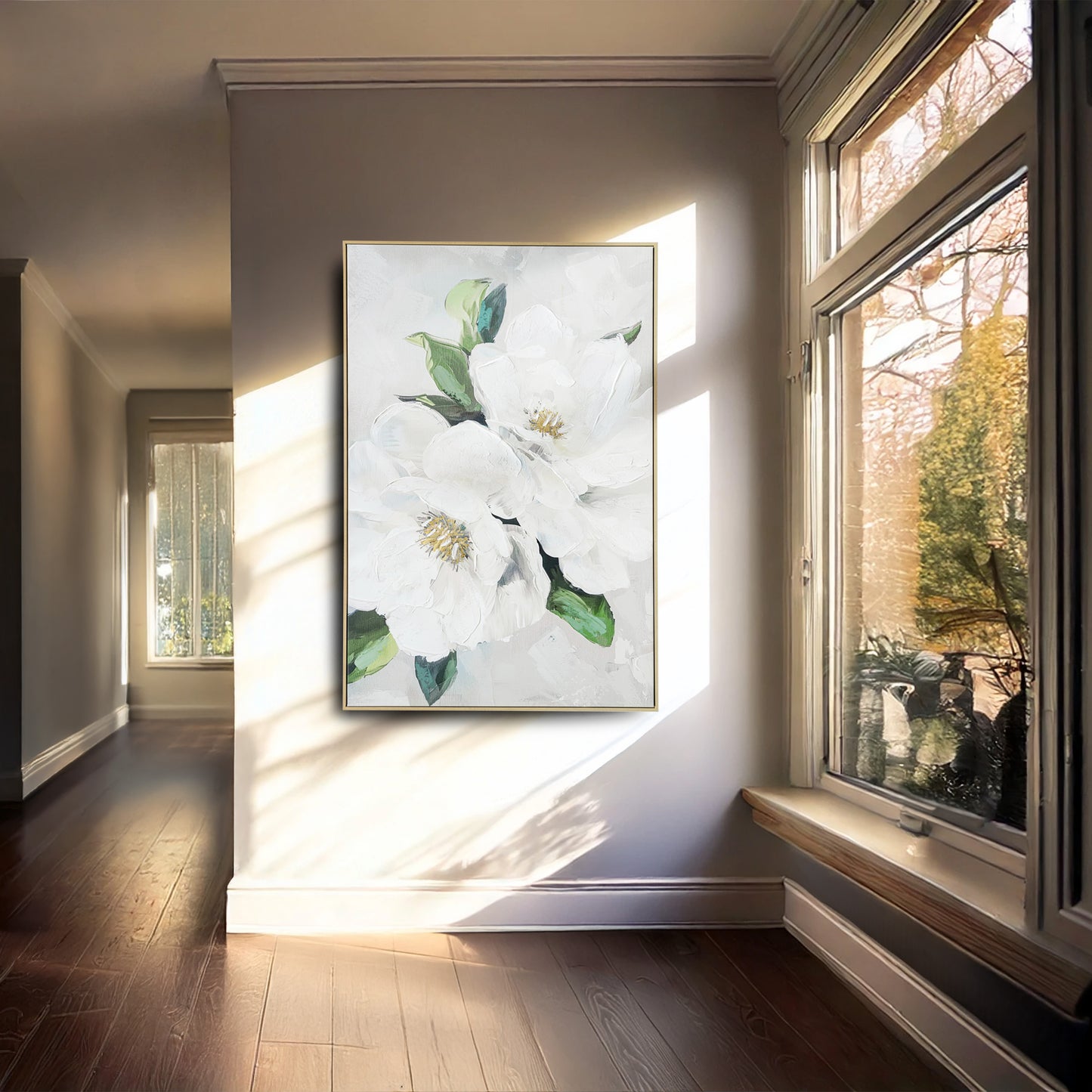 Urban Style Brushmarks Embellished Canvas White Magnolia