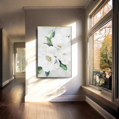Urban Style Brushmarks Embellished Canvas White Magnolia