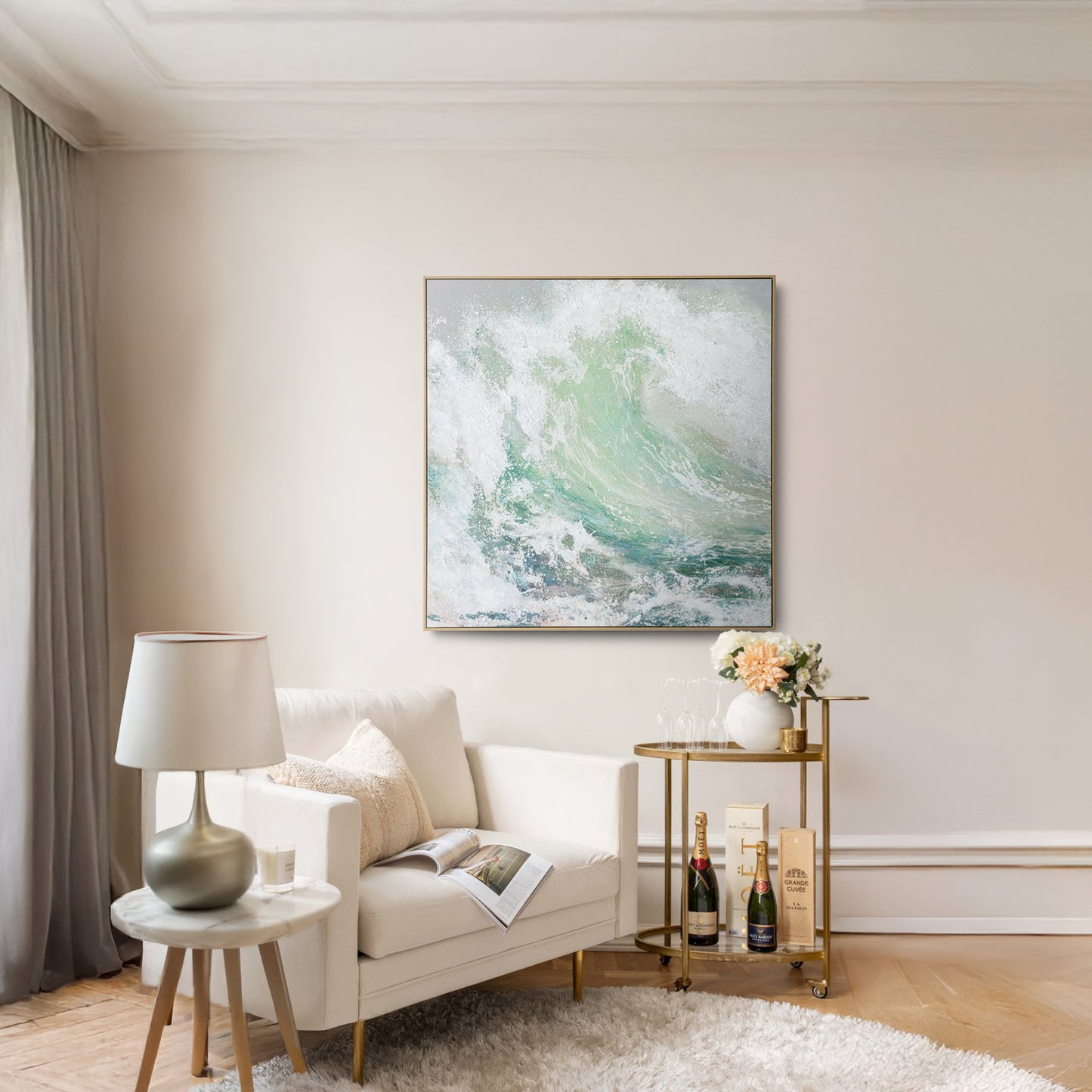 Urban Style Brushmarks Embellished Canvas Waves