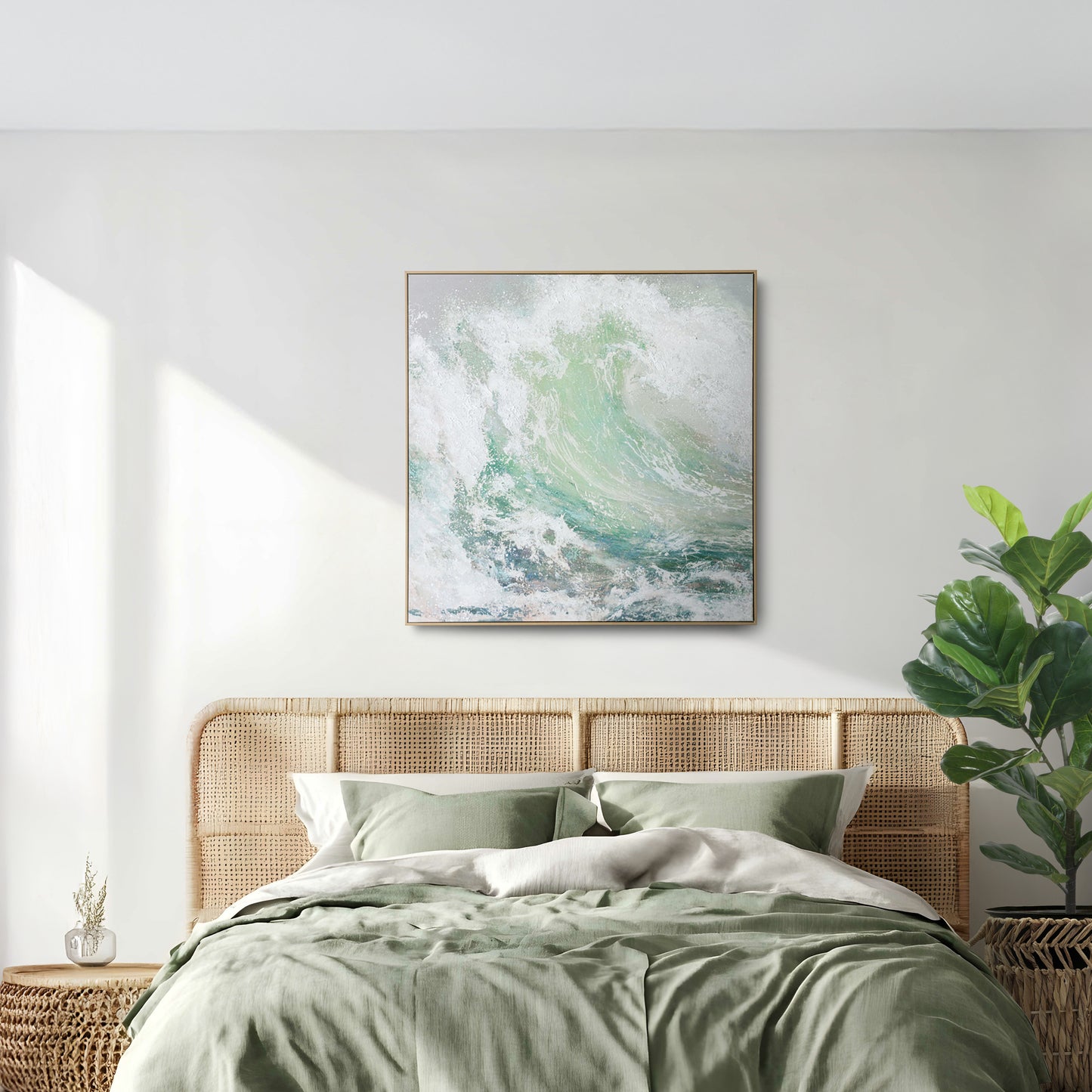 Urban Style Brushmarks Embellished Canvas Waves