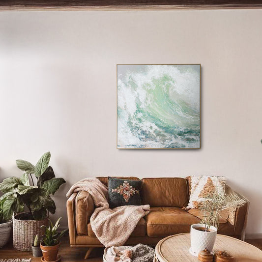 Urban Style Brushmarks Embellished Canvas Waves