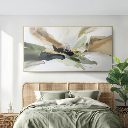 Urban Style Brushmarks Embellished Canvas Abstract Green