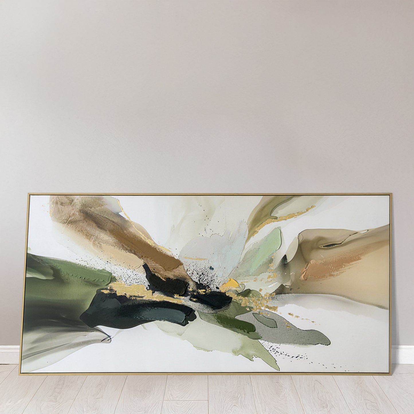 Urban Style Brushmarks Embellished Canvas Abstract Green