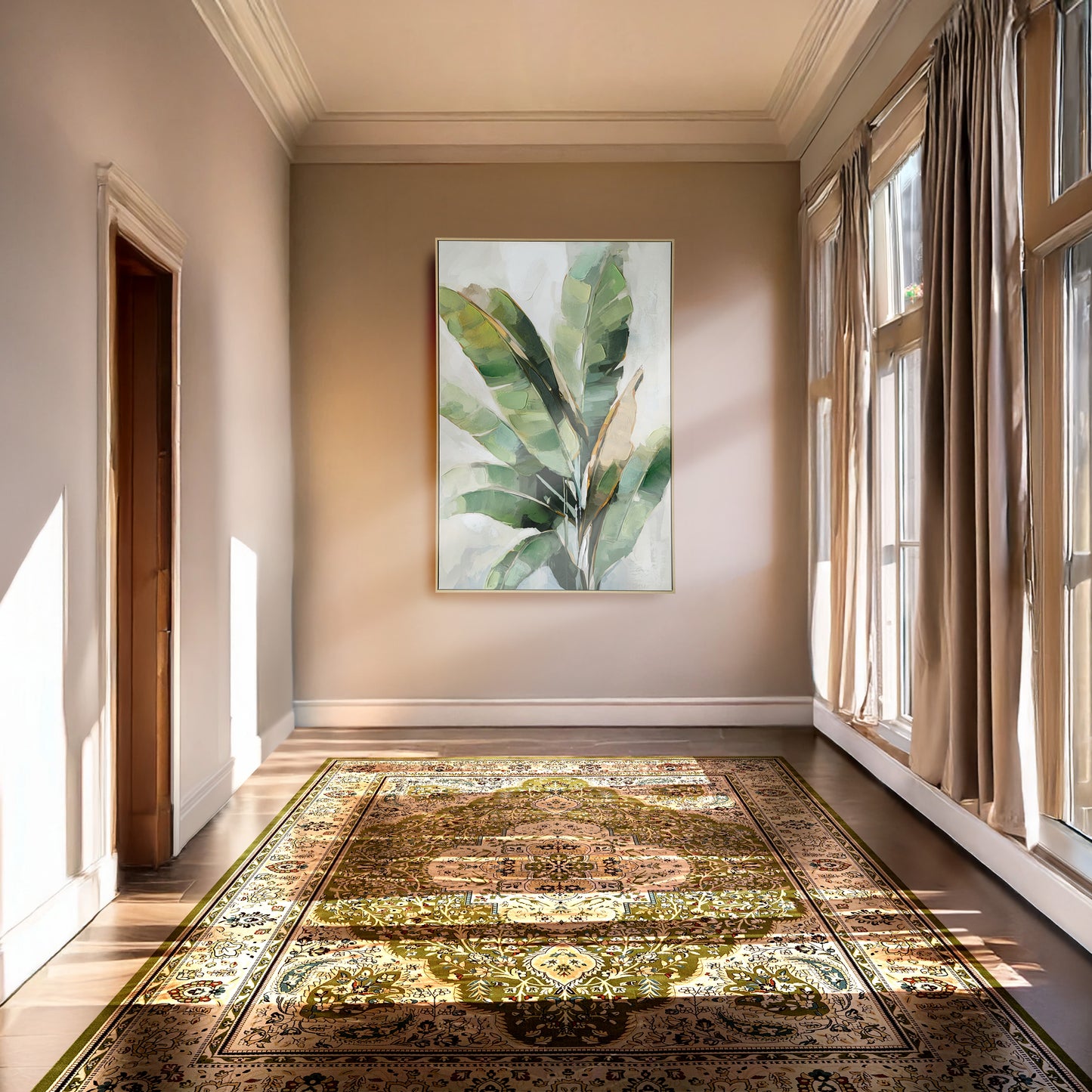 Urban Style Brushmarks Embellished Canvas Banana Palm