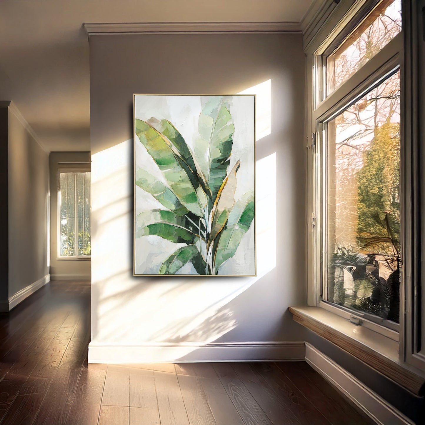 Urban Style Brushmarks Embellished Canvas Banana Palm
