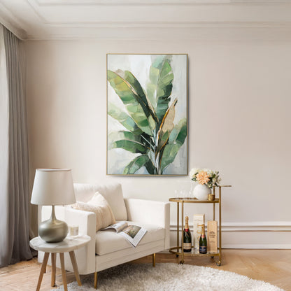 Urban Style Brushmarks Embellished Canvas Banana Palm