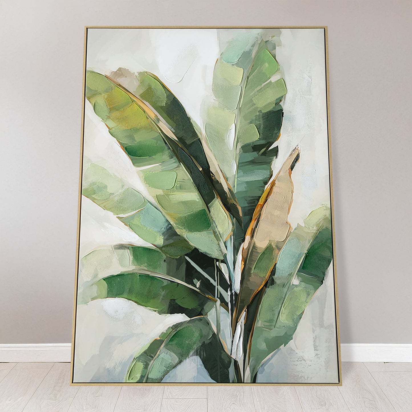 Urban Style Brushmarks Embellished Canvas Banana Palm