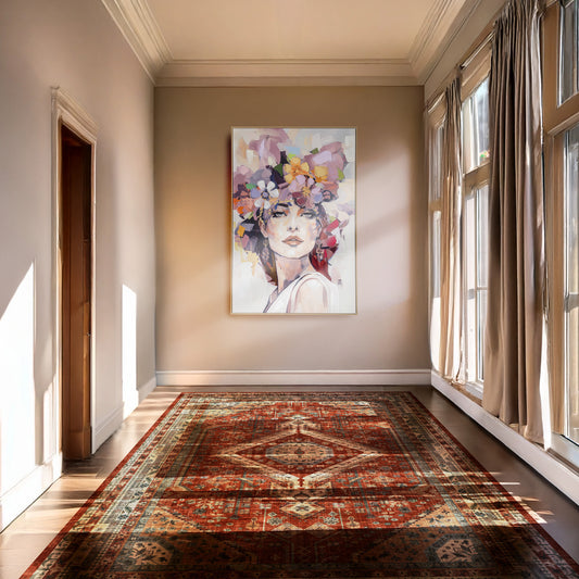 Urban Style Brushmarks Embellished Canvas Flower Woman