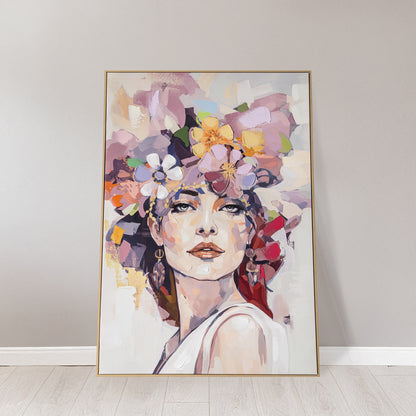 Urban Style Brushmarks Embellished Canvas Flower Woman