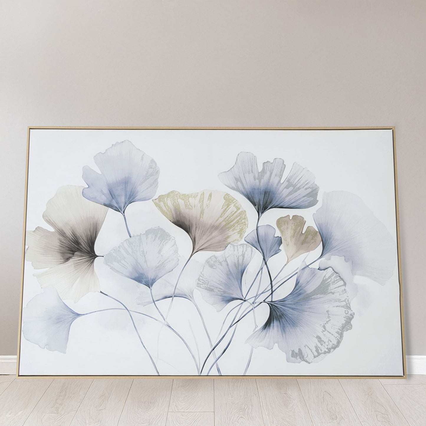 Urban Style Brushmarks Embellished Canvas Blue Ginko