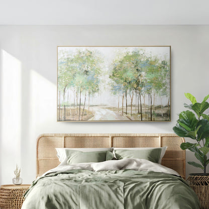 Urban Style Brushmarks Embellished Canvas Forrest Path