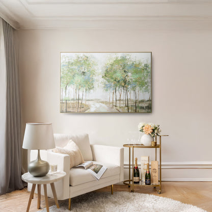 Urban Style Brushmarks Embellished Canvas Forrest Path
