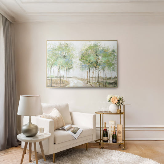 Urban Style Brushmarks Embellished Canvas Forrest Path