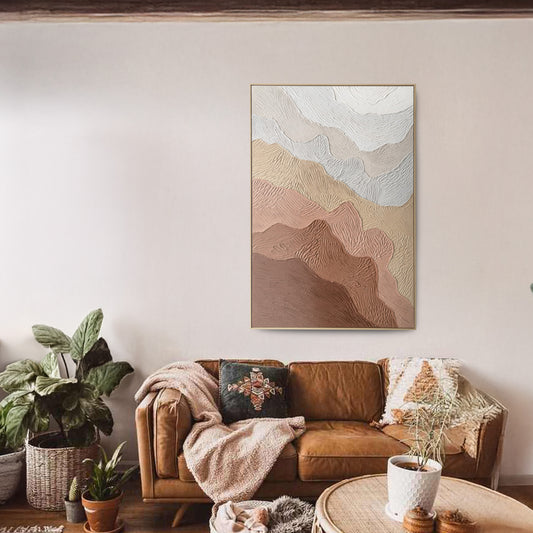 Urban Style Brushmarks Oil Painting Textured Ochre Ripples