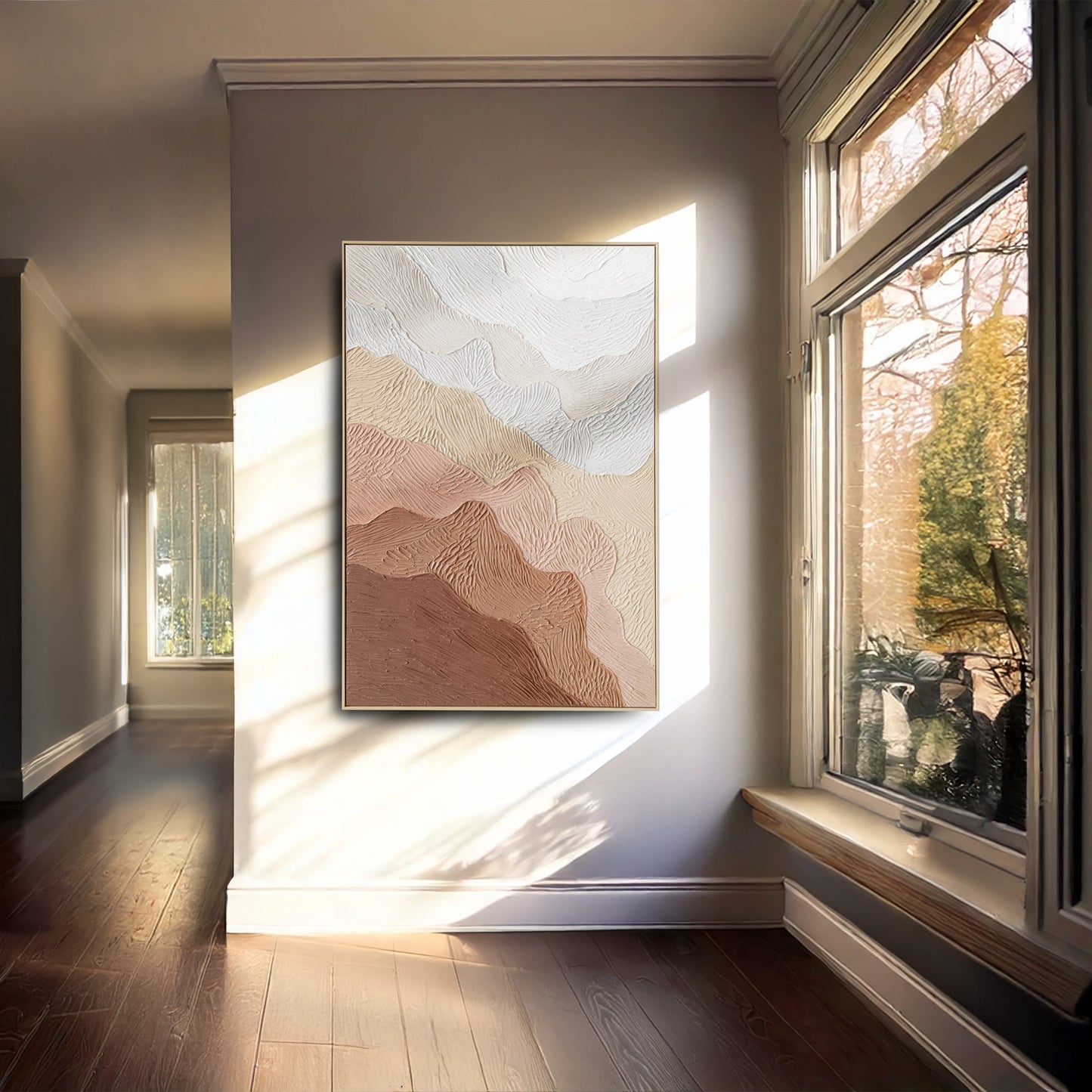 Urban Style Brushmarks Oil Painting Textured Ochre Ripples