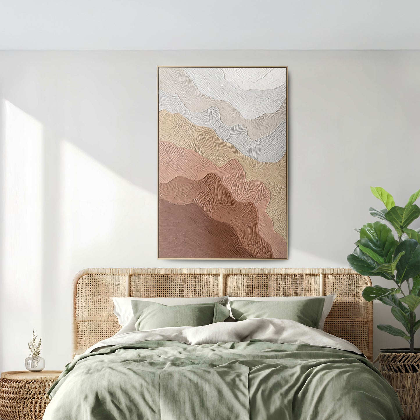 Urban Style Brushmarks Oil Painting Textured Ochre Ripples