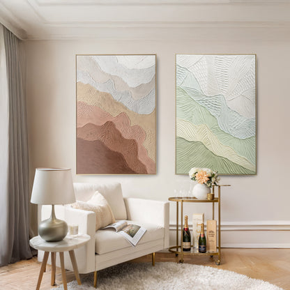 Urban Style Brushmarks Oil Painting Textured Ochre Ripples