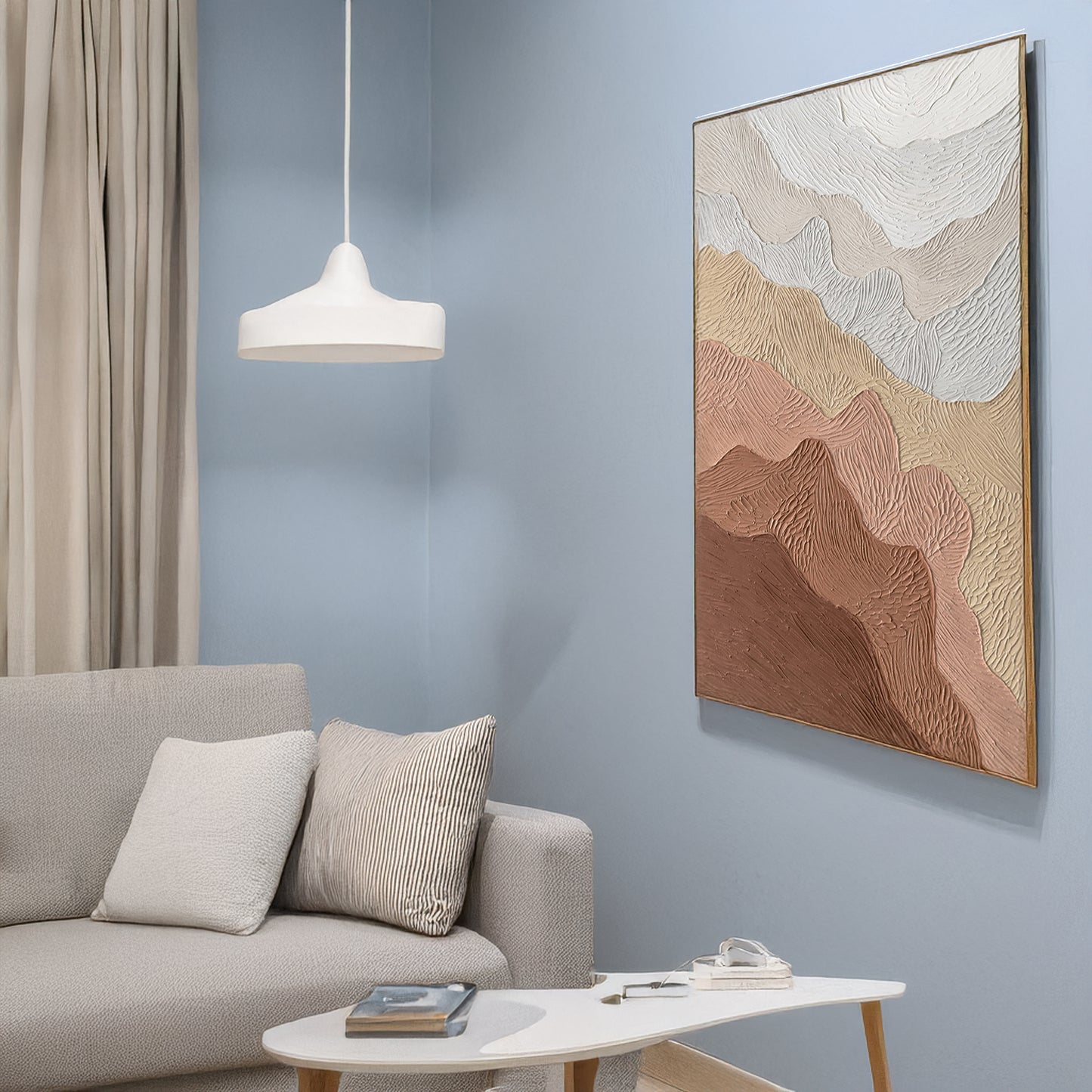 Urban Style Brushmarks Oil Painting Textured Ochre Ripples
