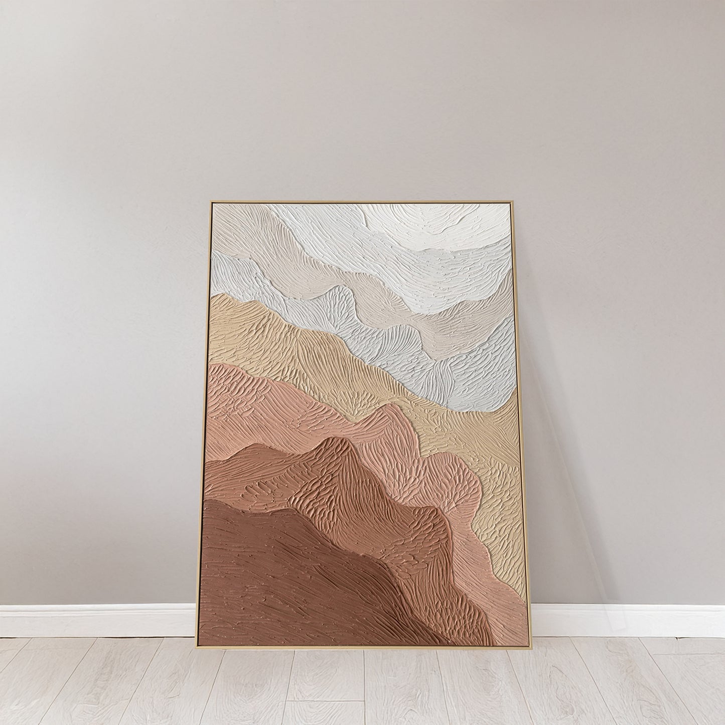 Urban Style Brushmarks Oil Painting Textured Ochre Ripples
