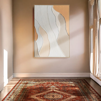 Urban Style Brushmarks Oil Painting Textured Apricot Waves
