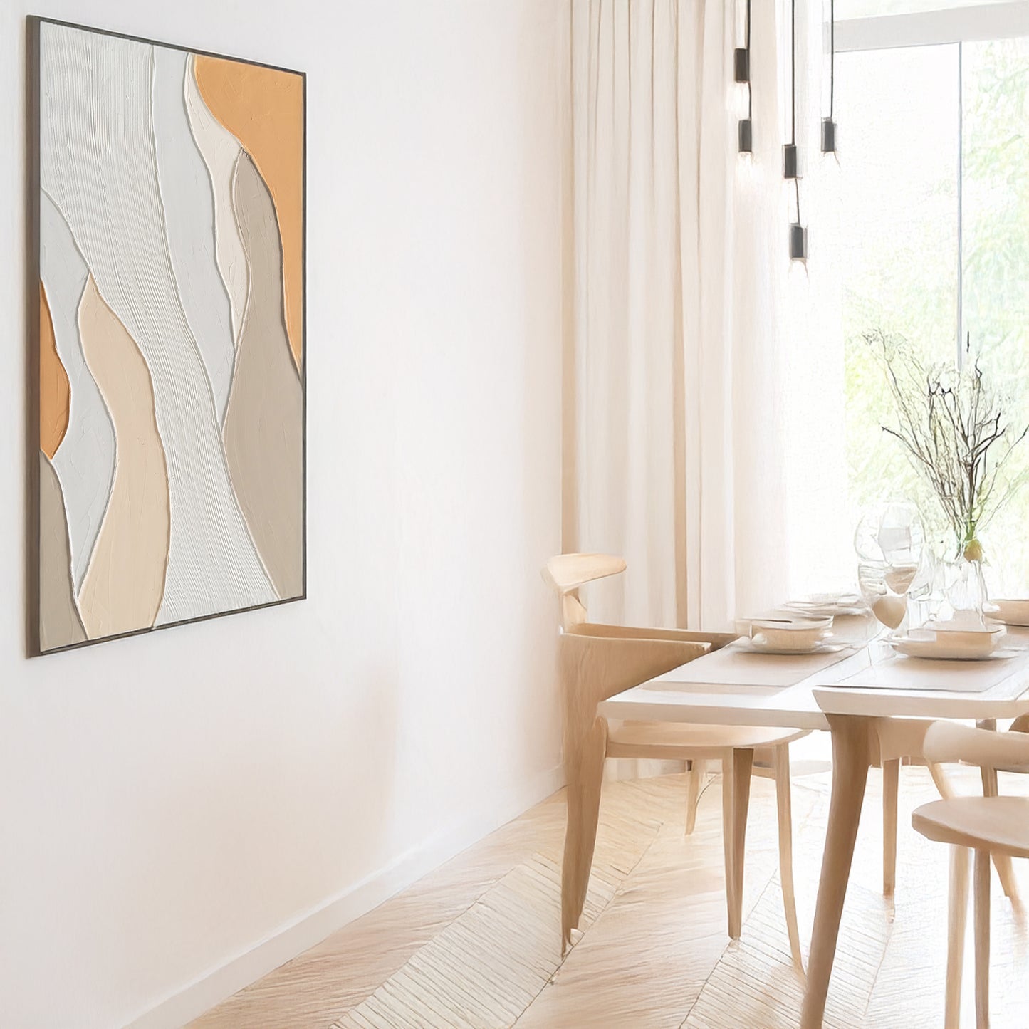 Urban Style Brushmarks Oil Painting Textured Apricot Waves