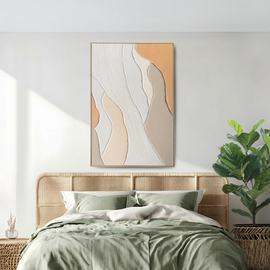 Urban Style Brushmarks Oil Painting Textured Apricot Waves