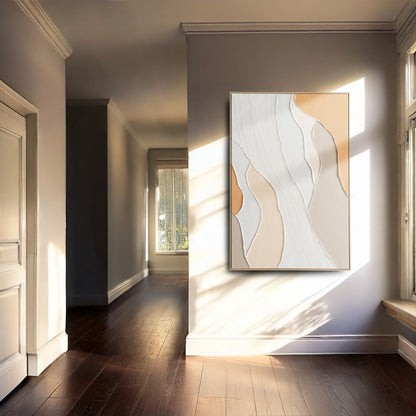 Urban Style Brushmarks Oil Painting Textured Apricot Waves