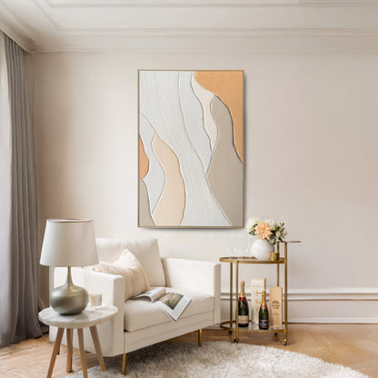 Urban Style Brushmarks Oil Painting Textured Apricot Waves