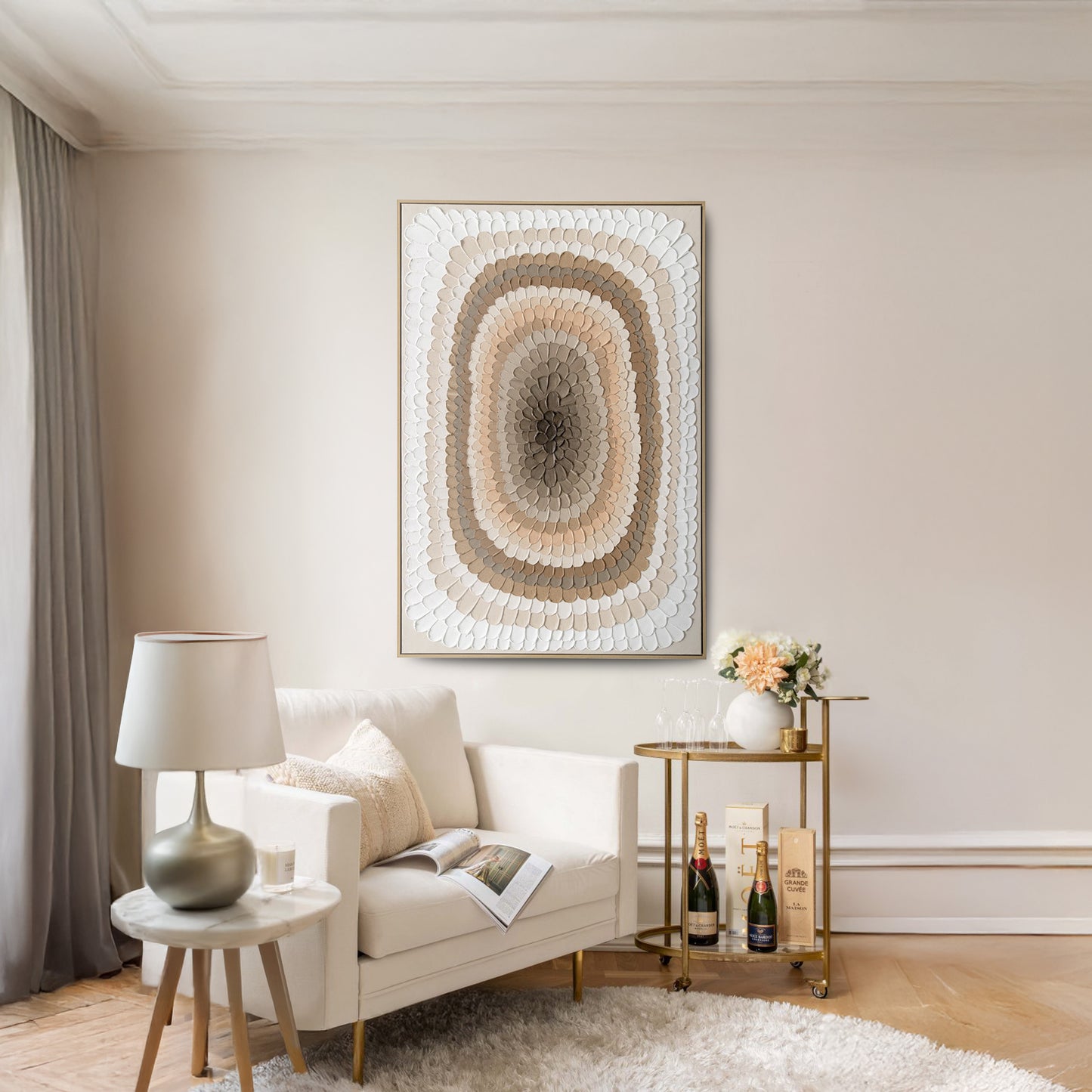 Urban Style Brushmarks Oil Painting Textured Ochre Strokes
