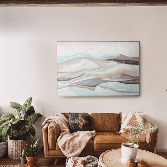 Urban Style Brushmarks Oil Painting Textured Mountain Landscape