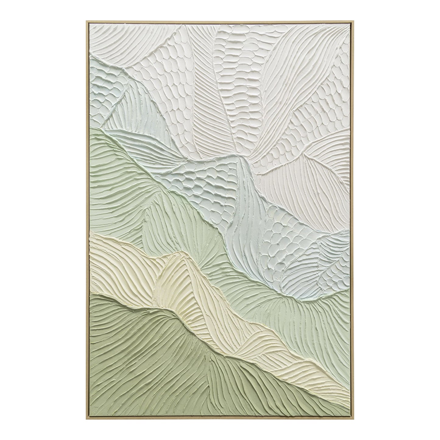 Urban Style Brushmarks Oil Painting Textured Sage Ripple